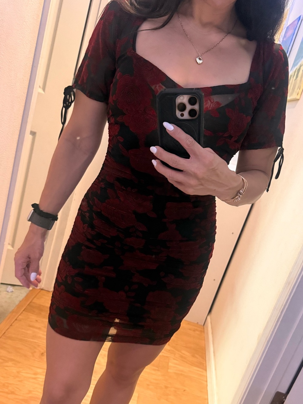 Motel mesh ruched dress